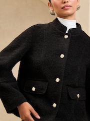 Lipsy Black Brushed Textured Short Swing Bomber Jacket - Image 2 of 4