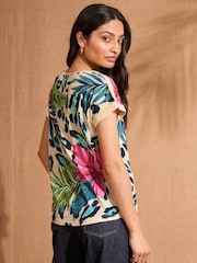 Love & Roses Animal Tropical Print Crew Neck Jersey T-Shirt - Image 4 of 4