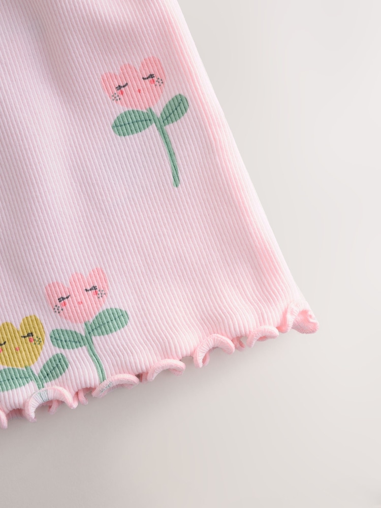 Light Pink Ribbed Long Sleeve Tops 5 Pack (3mths-7yrs) - Image 3 of 4