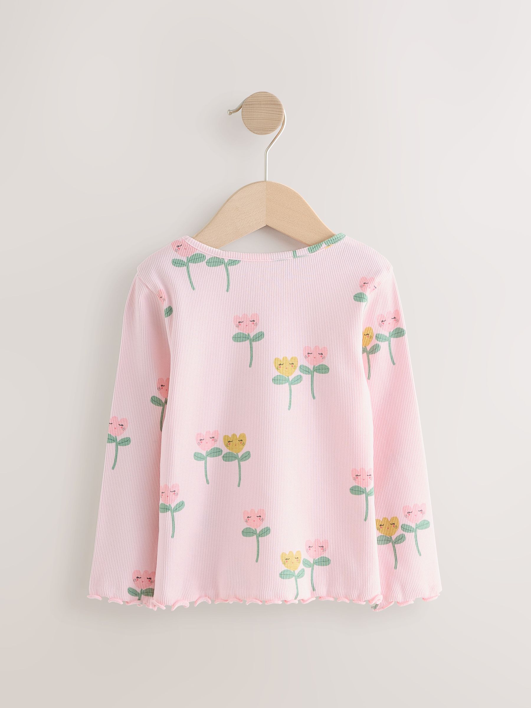Buy Light Pink Ribbed Long Sleeve Tops 5 Pack (3mths-7yrs) from