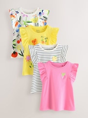 Rot/Geblümt - Vest Tops 4 Pack (3mths-7yrs) - Image 1 of 5