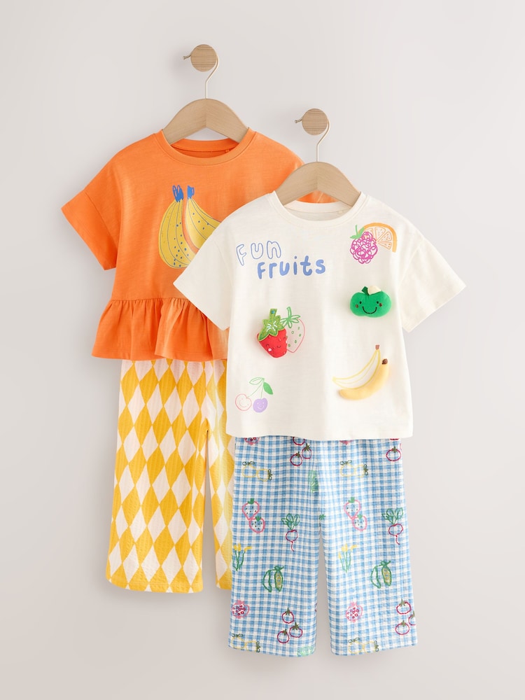 Orange Fruits 100% Cotton Top and Trousers Set 2 Pack (3mths-7yrs) - Image 1 of 7