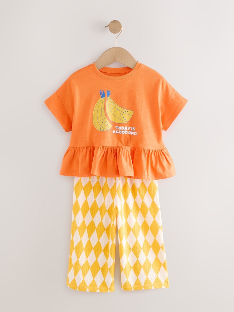 Orange Fruits 100% Cotton Top and Trousers Set 2 Pack (3mths-7yrs) - Image 4 of 7