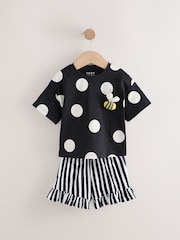 Black/White Character 100% Cotton Top and Shorts Set 2 Pack (3mths-7yrs) - Image 3 of 7