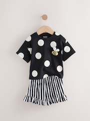 Black/White Character 100% Cotton Top and Shorts Set 2 Pack (3mths-7yrs) - Image 5 of 7