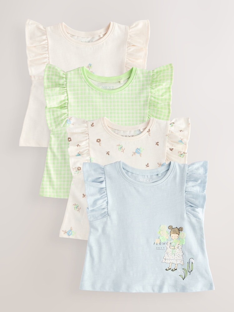 Blue Girl 100% Cotton Vest Tops 4 Pack (3mths-7yrs) - Image 1 of 8 Blue Girl 100% Cotton Vest Tops 4 Pack (3mths-7yrs) - Image 1 of 8