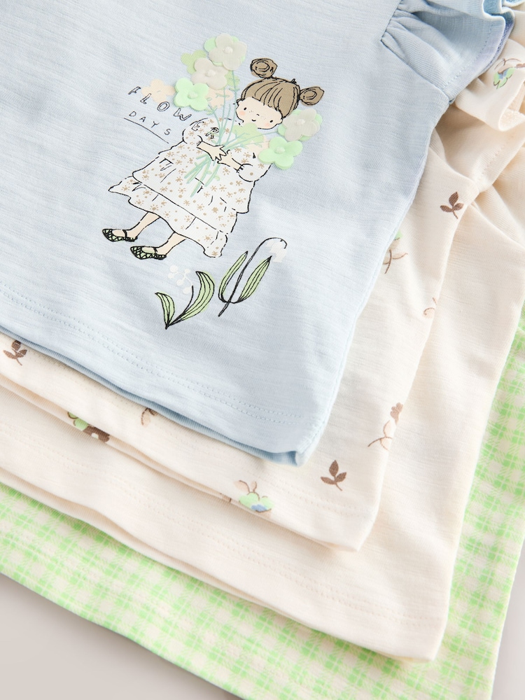 Blue Girl 100% Cotton Vest Tops 4 Pack (3mths-7yrs) - Image 7 of 8