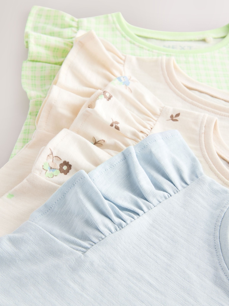 Blue Girl 100% Cotton Vest Tops 4 Pack (3mths-7yrs) - Image 8 of 8 Blue Girl 100% Cotton Vest Tops 4 Pack (3mths-7yrs) - Image 8 of 8