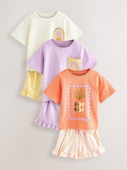 Lilac Purple Top and Shorts Set 3 Pack (3mths-7yrs) - Image 1 of 8
