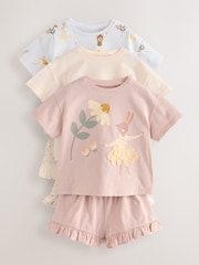 Pink Bunny Top and Shorts Set 3 Pack (3mths-7yrs) - Image 1 of 4