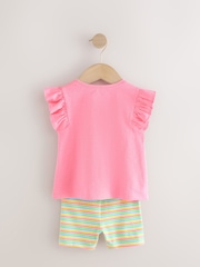 Pink Flower Print Vest and Shorts Set 3 Pack (3mths-7yrs) - Image 4 of 7