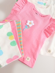 Pink Flower Print Vest and Shorts Set 3 Pack (3mths-7yrs) - Image 7 of 7