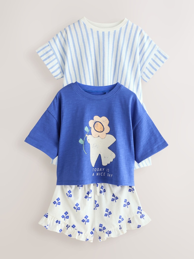 Blue Top and Shorts Set 2 Pack (3mths-7yrs) - Image 1 of 9