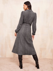Friends Like These Grey Cosy Long Sleeve Open Neck Midi Dress - Image 4 of 4