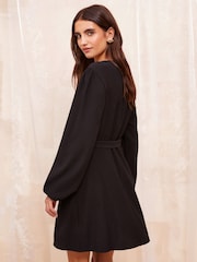 Noir - Mini robe texturée Friends Like These à bordure en échelle - Image 4 of 4