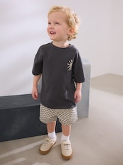 Neutral Checkerboard 100% Cotton T-Shirt and Shorts Set (3mths-7yrs) - Image 2 of 6