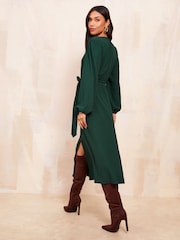 Friends Like These Green Ladder Trim Textured Midi Dress - Image 4 of 4