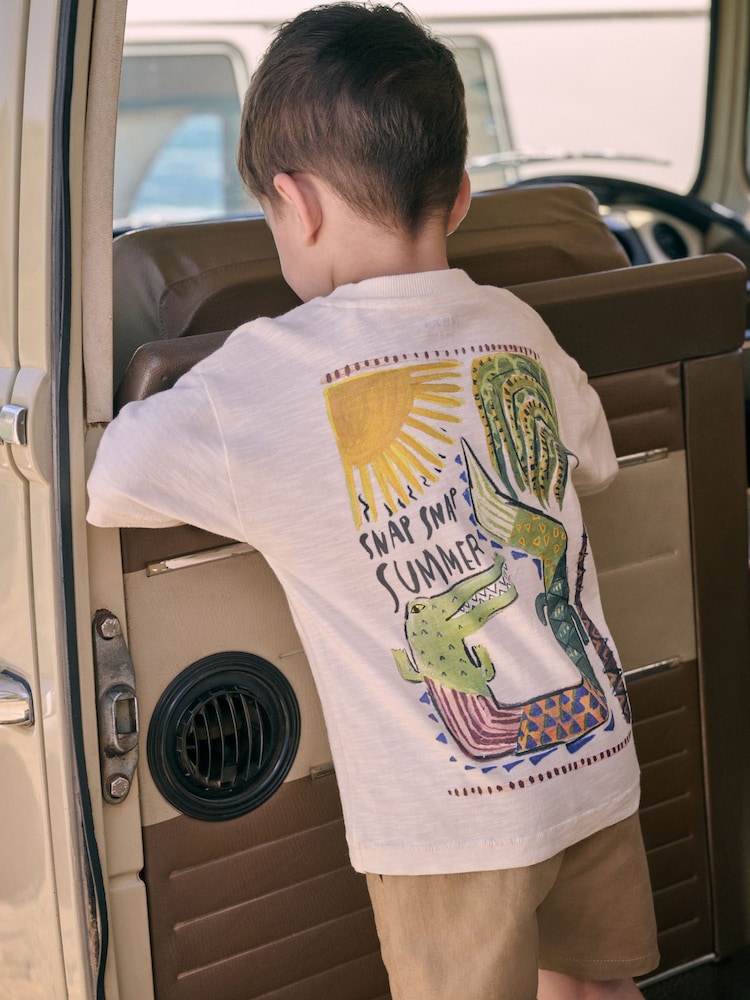 Neutral Summer Crocodile - Short Sleeve Back Print T-Shirt (3mths-7yrs) - Imagen 1 de 4 Neutral Summer Crocodile - Short Sleeve Back Print T-Shirt (3mths-7yrs) - Imagen 1 de 4