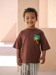 Brown Easy Days 100% Cotton Short Sleeve Back Print T-Shirt (3mths-7yrs) - Image 1 of 4