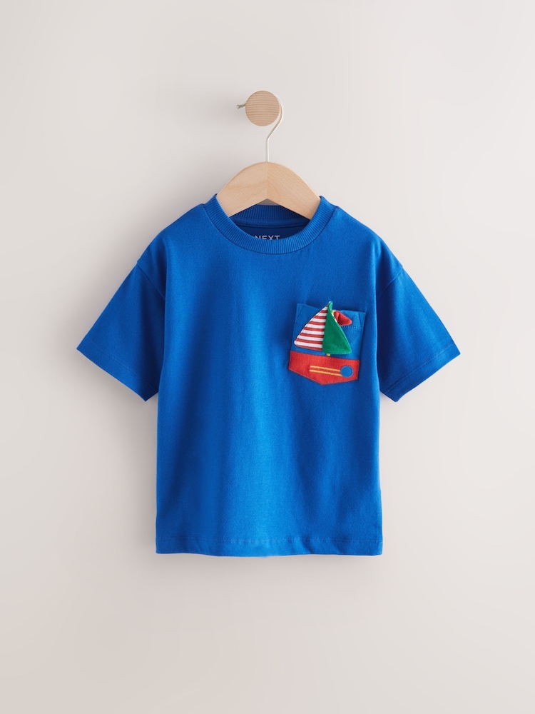 Blue Boat Short Sleeve Pocket Character T-Shirt (3mths-7yrs) - Image 5 of 8