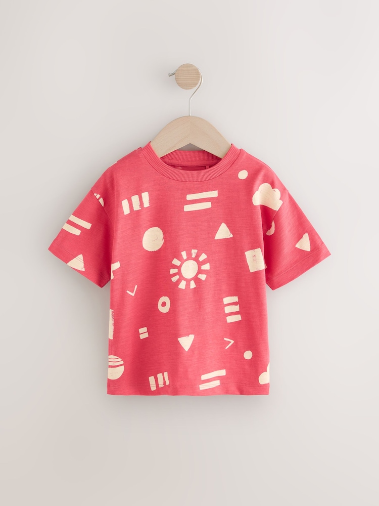 Red Shapes Short Sleeve All-Over Print T-Shirt (3mths-7yrs) - Image 1 of 4
