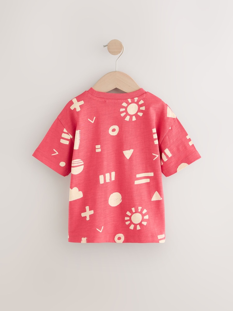 Red Shapes Short Sleeve All-Over Print T-Shirt (3mths-7yrs) - Image 2 of 4