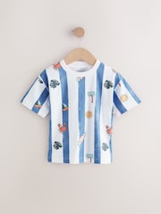 Blue Seaside Stripe Short Sleeve All-Over Print T-Shirt (3mths-7yrs) - Image 1 of 5