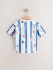 Blue Seaside Stripe Short Sleeve All-Over Print T-Shirt (3mths-7yrs) - Image 2 of 5