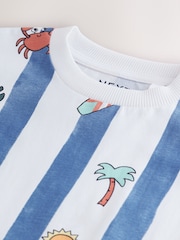 Blue Seaside Stripe Short Sleeve All-Over Print T-Shirt (3mths-7yrs) - Image 4 of 5