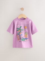 Magenta Pink Wave Chaser 100% Cotton Short Sleeve Graphic Print T-Shirt (3mths-8yrs) - Image 1 of 4