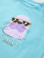 Blue Chill Seal 100% Cotton Short Sleeve Graphic Print T-Shirt (3mths-8yrs) - Image 4 of 4