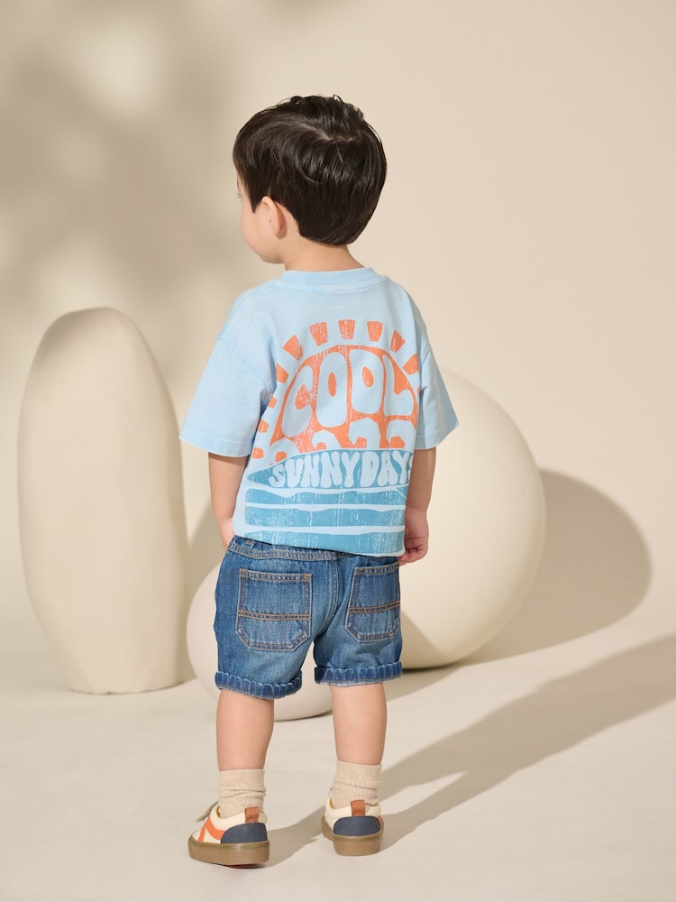 Blue Beach 100% Cotton Short Sleeve Back Print T-Shirt (3mths-7yrs) - Image 1 of 6