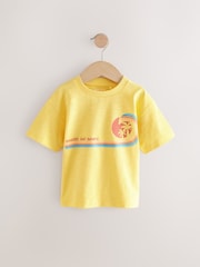 Yellow Sun and Waves 100% Cotton Short Sleeve Graphic Print T-Shirt (3mths-8yrs) - Image 1 of 4