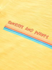 Yellow Sun and Waves 100% Cotton Short Sleeve Graphic Print T-Shirt (3mths-8yrs) - Image 3 of 4