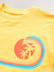 Yellow Sun and Waves 100% Cotton Short Sleeve Graphic Print T-Shirt (3mths-8yrs) - Image 4 of 4
