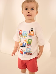 White Digger Short Sleeve Interactive Appliqué T-Shirt (3mths-7yrs) - Image 1 of 9