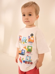 White Digger Short Sleeve Interactive Appliqué T-Shirt (3mths-7yrs) - Image 4 of 9