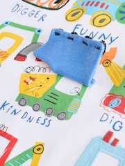 White Digger Short Sleeve Interactive Appliqué T-Shirt (3mths-7yrs) - Image 9 of 9