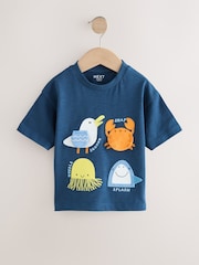 Blue Sealife Short Sleeve Interactive Appliqué T-Shirt (3mths-7yrs) - Image 5 of 8