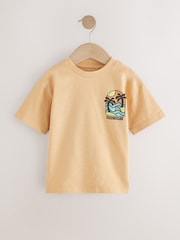 Ochre Yellow 100% Cotton Short Sleeve Back Print T-Shirt (3mths-7yrs) - Image 4 of 7