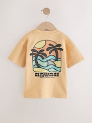 Ochre Yellow 100% Cotton Short Sleeve Back Print T-Shirt (3mths-7yrs) - Image 5 of 7
