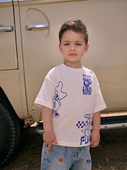 White Stay Cool & Kind 100% Cotton Short Sleeve Back Print T-Shirt (3mths-7yrs) - Image 1 of 4