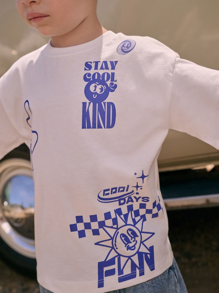 White Stay Cool & Kind 100% Cotton Short Sleeve Back Print T-Shirt (3mths-7yrs) - Image 4 of 4