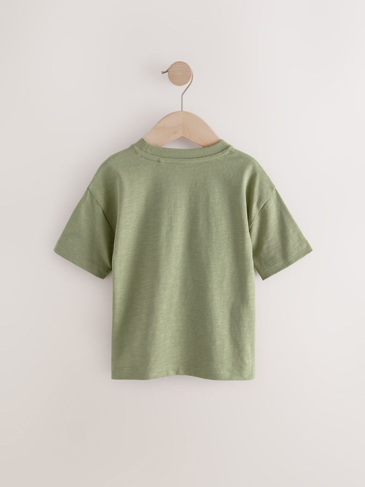Mono/Khaki green Short Sleeve T-Shirts 3 Pack (3mths-7yrs) - Image 3 of 7