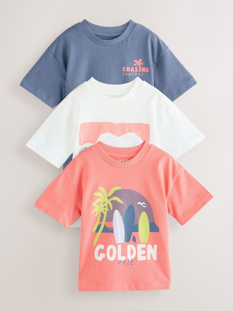 Weiß Sonnenschein und Meer - Kurzärmelige T-Shirts, 3er-Pack (3 Monate–7 Jahre) - Bild 1 von 7 Weiß Sonnenschein und Meer - Kurzärmelige T-Shirts, 3er-Pack (3 Monate–7 Jahre) - Bild 1 von 7