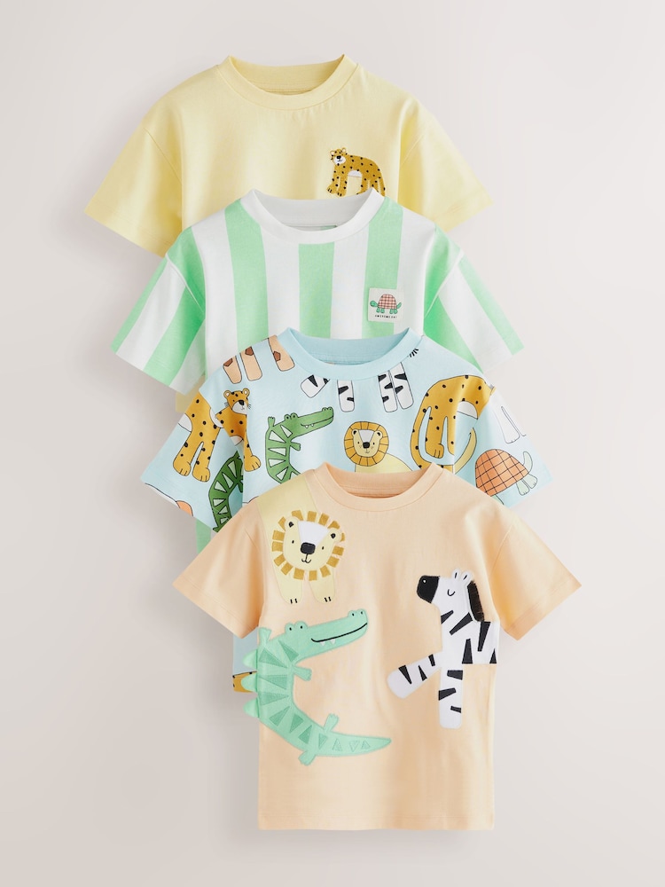 Večbarvne safari Animal - kratek rokav; s kratkimi rokavi majica 4 Pack (3mths-7yrs) - Slika 1 iz 8