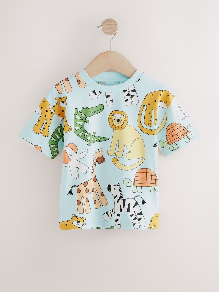 Večbarvne safari Animal - kratek rokav; s kratkimi rokavi majica 4 Pack (3mths-7yrs) - Slika 2 iz 8