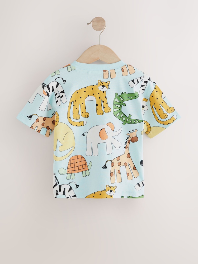 Multi Safari Animal Short Sleeve T-Shirts 4 Pack (3mths-7yrs) - Image 6 of 8