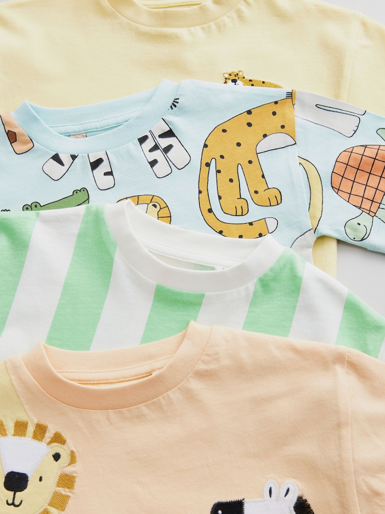 Multi Safari Animal Short Sleeve T-Shirts 4 Pack (3mths-7yrs) - Image 7 of 8