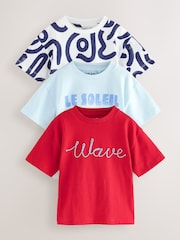 Blue Short Sleeve T-Shirts 3 Pack (3mths-7yrs) - Image 1 of 7